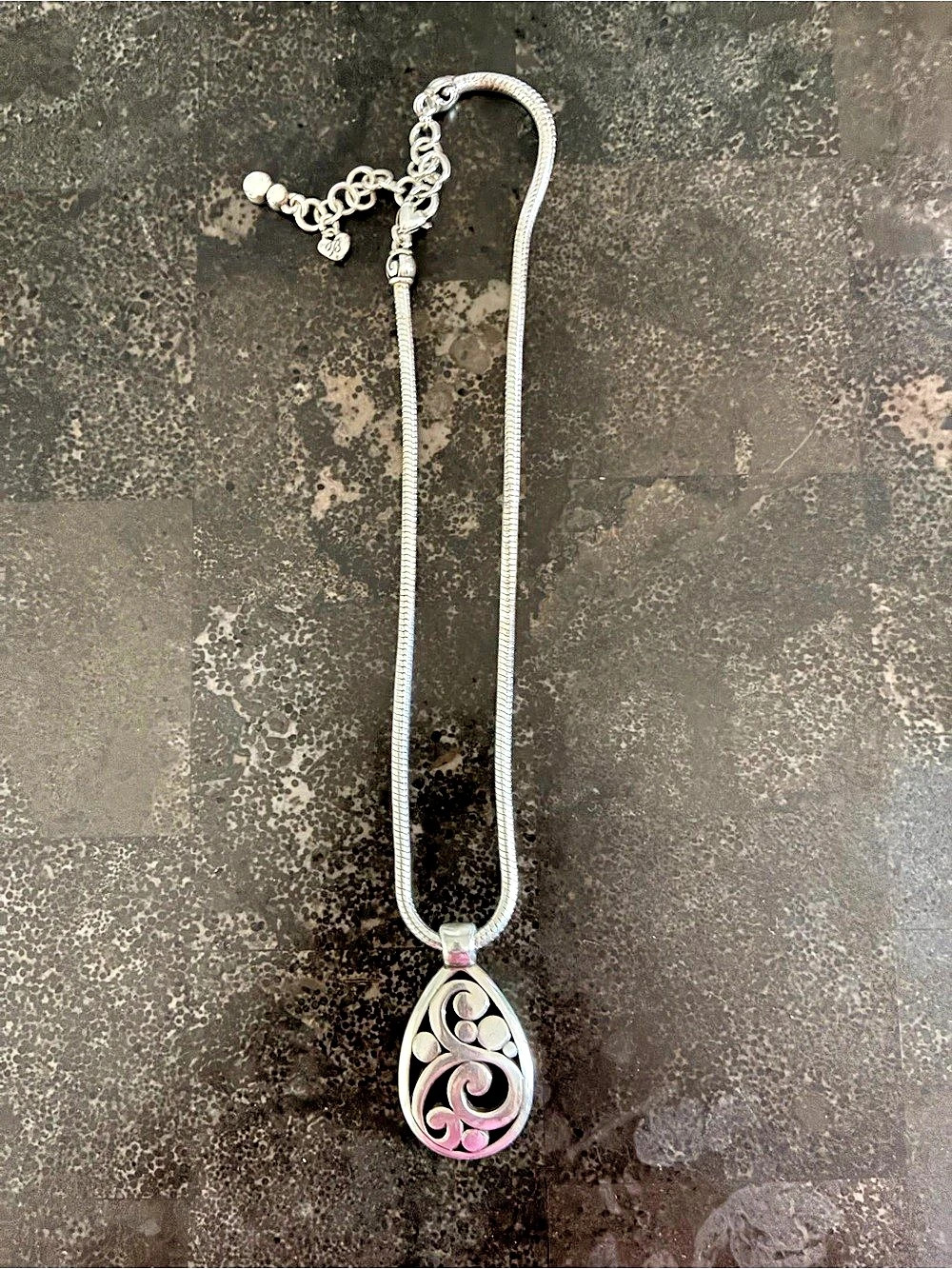 Brighton Twirl Necklace Silver & Pink Pendant